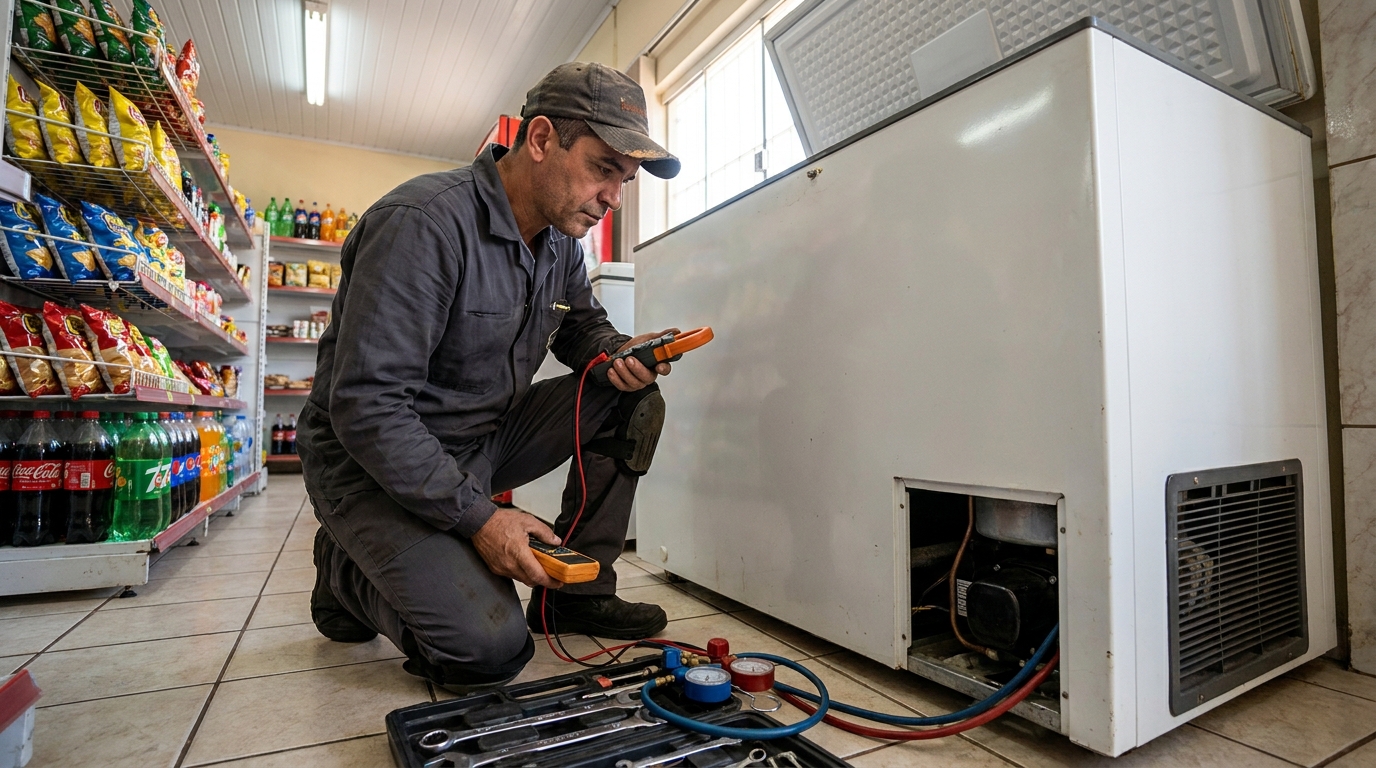 Reparo na placa eletrônica do freezer em Florianópolis‑SC